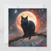 Beängstigendes Halloween Black Cat Moonlight, Save The Date (Rückseite)