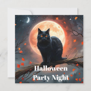 Beängstigendes Halloween Black Cat Moonlight, Save The Date