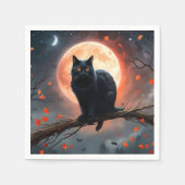 Beängstigendes Halloween Black Cat Moonlight, Serviette (Vorderseite)