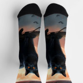 Beängstigendes Halloween Black Cat Moonlight, Socken (Oben)