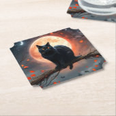 Beängstigendes Halloween Black Cat Moonlight, Untersetzer (angewinkelt)