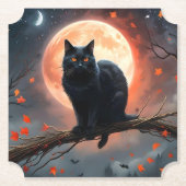 Beängstigendes Halloween Black Cat Moonlight, Untersetzer (Vorderseite)
