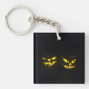 Beängstigendes Halloween-gelbes Kürbisgesicht Schlüsselanhänger