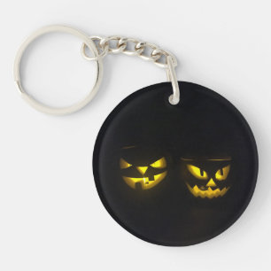 Beängstigendes Halloween-gelbes Kürbisgesicht Schlüsselanhänger