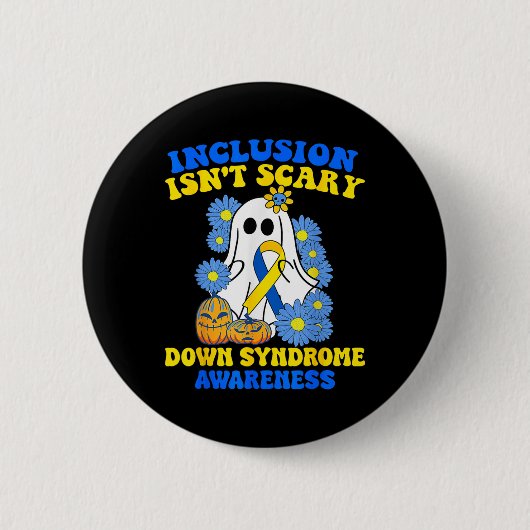 Beängstigendes Halloween-Ghost-Down-Syndrom Button (Vorderseite)