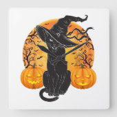 Beängstigendes Halloween-Halloween-Katzenkostüm, H Quadratische Wanduhr (Vorderseite)