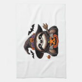 Beängstigendes Halloween-Hexenhut-Kostüm-Spooky-Me Geschirrtuch (Vertikal)