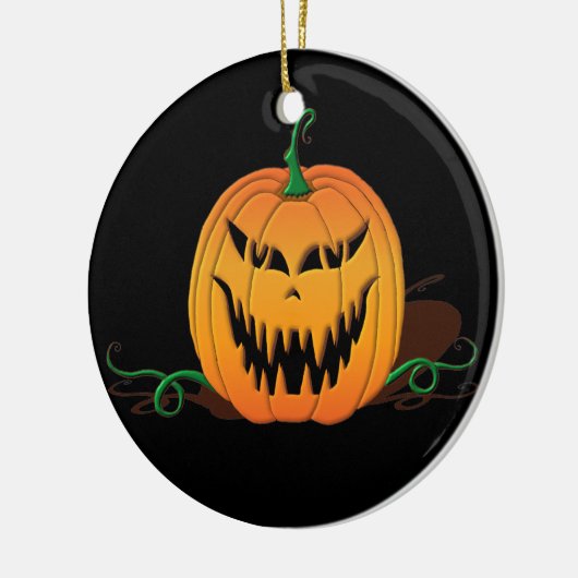 Beängstigendes Halloween-Kürbis-Gesicht Keramikornament (Links)