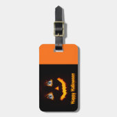 Beängstigendes Halloween Kürbisgesicht mit feerbla Gepäckanhänger (Vorderseite vertikal)