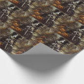 Beängstigendes Halloween-Motorradfahren an der Gre Geschenkpapier (Ecke)