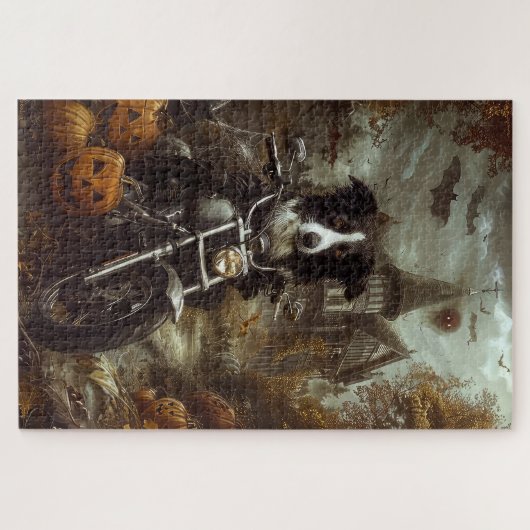 Beängstigendes Halloween-Motorradfahren an der Gre Puzzle (Horizontal)