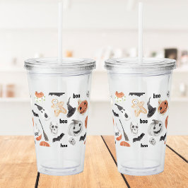 Beängstigendes Halloween-Muster |Happy Halloween Acryltrinkbecher