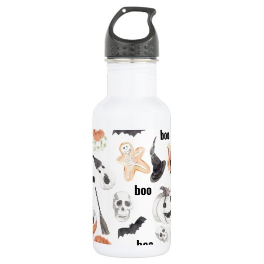 Beängstigendes Halloween-Muster |Happy Halloween Edelstahlflasche (Vorderseite)