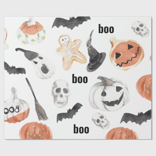 Beängstigendes Halloween-Muster |Happy Halloween Geschenkpapier (Flach)