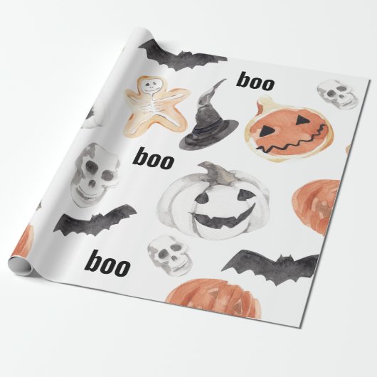 Beängstigendes Halloween-Muster |Happy Halloween Geschenkpapier (Ungerollt)