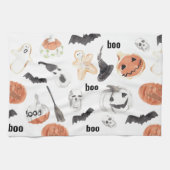 Beängstigendes Halloween-Muster |Happy Halloween Geschirrtuch (Horizontal)