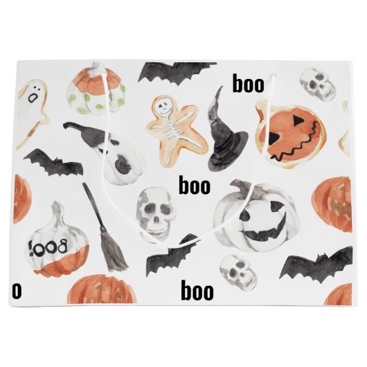 Beängstigendes Halloween-Muster |Happy Halloween Große Geschenktüte (Vorderseite)