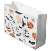 Beängstigendes Halloween-Muster |Happy Halloween Große Geschenktüte (Vorderseite Schrägansicht)