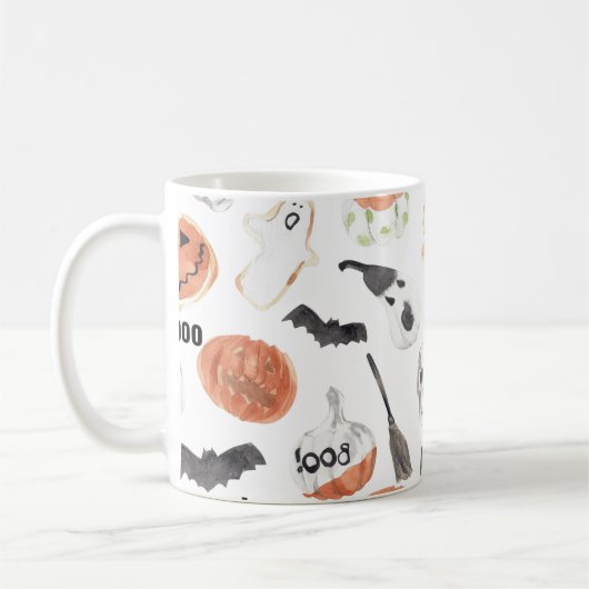 Beängstigendes Halloween-Muster |Happy Halloween Kaffeetasse (Links)