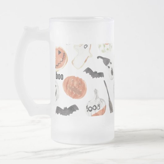Beängstigendes Halloween-Muster |Happy Halloween Mattglas Bierglas (Links)