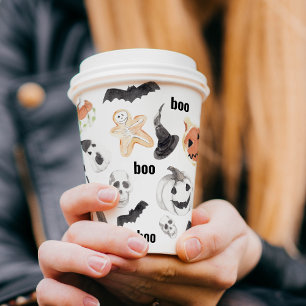 Beängstigendes Halloween-Muster Happy Halloween Pappbecher