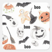 Beängstigendes Halloween-Muster |Happy Halloween Quadratischer Aufkleber (Vorderseite)