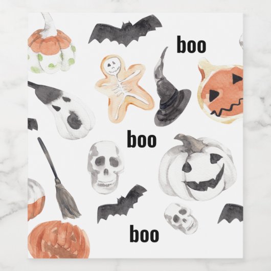 Beängstigendes Halloween-Muster |Happy Halloween Weinetikett (Einzelnes Label)