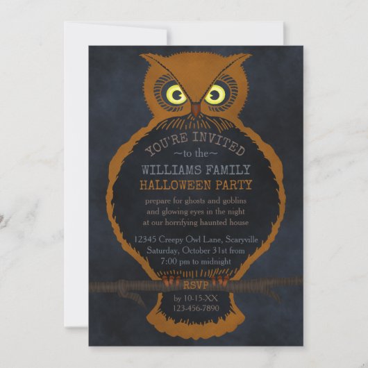 Beängstigendes Halloween Orange Spuk Haus Party Einladung (Vorderseite)