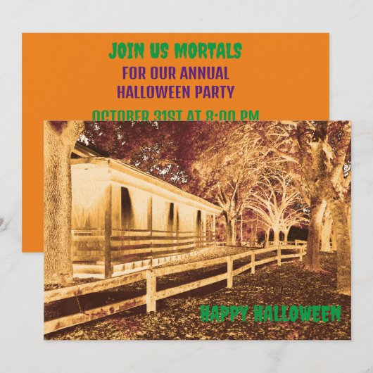 Beängstigendes Halloween-Party aus schwarzem und o Einladung (Vorne/Hinten)