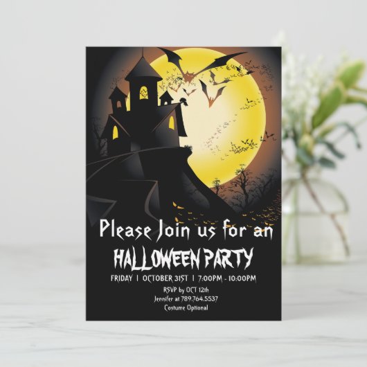 Beängstigendes Halloween-Party des Spuk Hauses Einladung (Stehend Vorderseite)