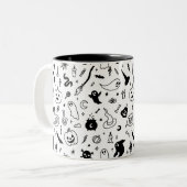 beängstigendes Halloween-Party-Doodle Zweifarbige Tasse (Vorderseite Links)