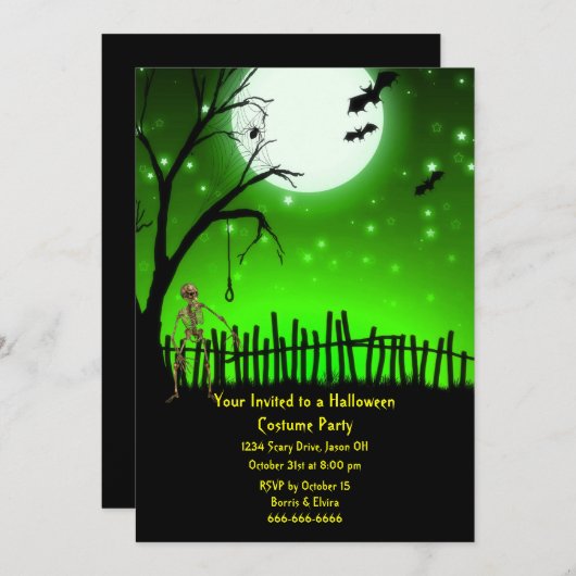 Beängstigendes Halloween-Party Einladung (Vorne/Hinten)