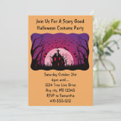 Beängstigendes Halloween-Party in Schwarz und Oran Einladung (Stehend Vorderseite)