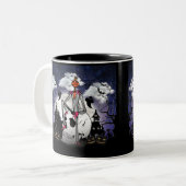 Beängstigendes Halloween-Party, Spuk Haus Zweifarbige Tasse (Vorderseite Links)