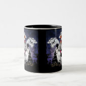 Beängstigendes Halloween-Party, Spuk Haus Zweifarbige Tasse (Mittel)