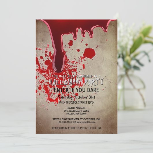 Beängstigendes Halloween-Party - Vintages Papier Einladung (Stehend Vorderseite)