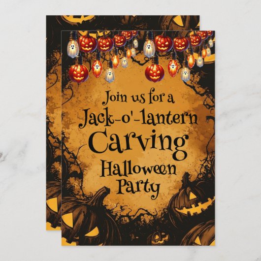 Beängstigendes Halloween-Pumpkin-Patch-Party Einladung (Vorne/Hinten)