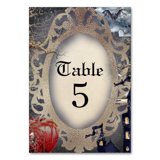 Beängstigendes Halloween Snow White Mairytale Them Tischnummer (Vorderseite)