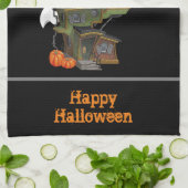 Beängstigendes Halloween-Spuk Haus mit Geist Geschirrtuch (Gefaltet)