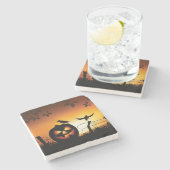 Beängstigendes Halloween-Themenfeld Steinuntersetzer (Seitenansicht)