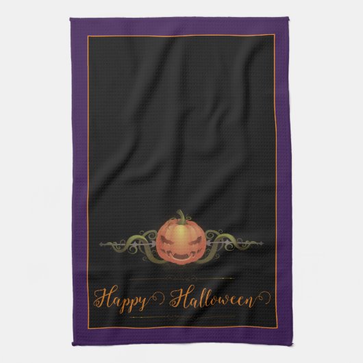 Beängstigendes Jack-o-Lantern Halloween | LILA Geschirrtuch (Vertikal)