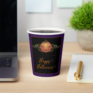 Beängstigendes Jack-o-Lantern Halloween LILA Pappbecher