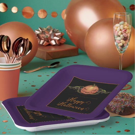 Beängstigendes Jack-o-Lantern Halloween | LILA Pappteller (Multi)