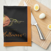 Beängstigendes Jack-o-Lantern Halloween | Orange Geschirrtuch (Viertel Falte)