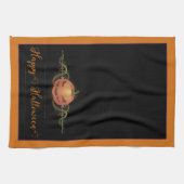 Beängstigendes Jack-o-Lantern Halloween | Orange Geschirrtuch (Horizontal)