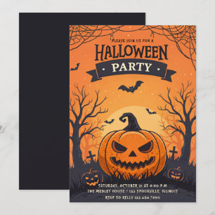 Beängstigendes Jack-O-Lantern-Halloween-Party Einladung