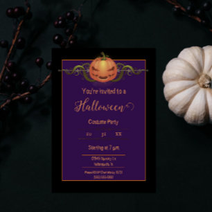Beängstigendes Jack-o-Lantern Halloween Schwarz Einladung