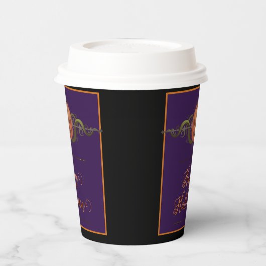 Beängstigendes Jack-o-Lantern Halloween | Schwarz Pappbecher (Links)