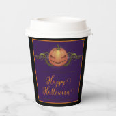Beängstigendes Jack-o-Lantern Halloween | Schwarz Pappbecher (Rückseite)