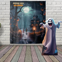 Beängstigendes Jack-o'-Lantern Tree Halloween Wandteppich